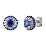 Estate 18k White Gold Diamond + Blue Sapphire Earrings II // Pre-Owned