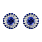 Estate 18k White Gold Diamond + Blue Sapphire Earrings II // Pre-Owned