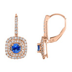 18K Rose Gold Blue Sapphire Drop Earrings