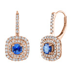 18K Rose Gold Blue Sapphire Drop Earrings