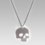 Flat Skull Head // Sterling Silver // 23.6" Chain
