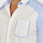 Robert Stripe Long Sleeve Button-Up Shirt // White + Blue (Small)