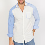 Robert Stripe Long Sleeve Button-Up Shirt // White + Blue (Small)
