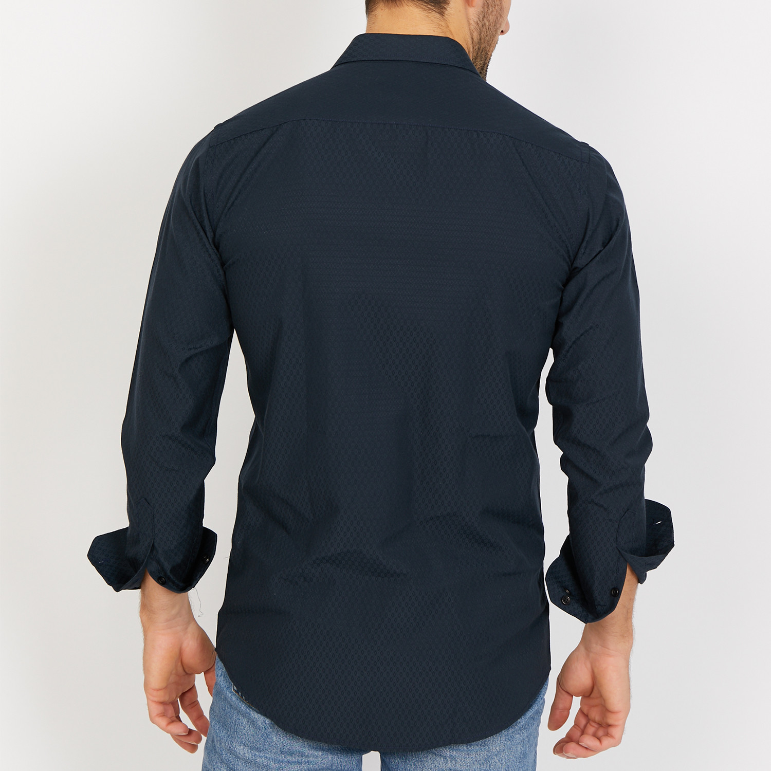 Owen Textured Long Sleeve Button-Up Shirt // Dark Royal Blue (X-Large ...