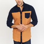 Charles Long Sleeve Button-Up Shirt // Tan + Black (Large)