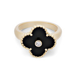 Van Cleef & Arpels 18k Yellow Gold Alhambra Diamond + Onyx Ring // Ring Size: 6 // Pre-Owned