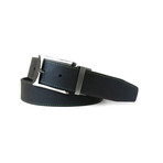 Paisley Printed Reversible Belt // Navy + Black (32)