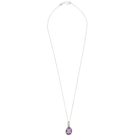 Mimi Milano 18k White Gold Diamond + Amethyst Pendant Necklace I