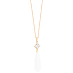 Mimi Milano 18k Rose Gold White Agate + Rock Crystal Necklace