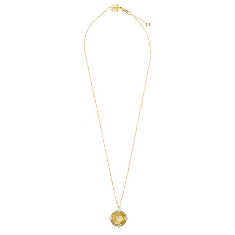 Mimi Milano 18k Two-Tone Gold Citrine + Diamond Pendant Necklace