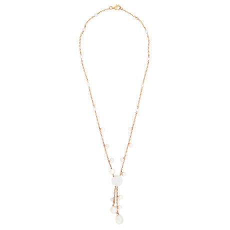 Mimi Milano 18k Rose Gold White Agate + White Cultured Freshwater Pearl Necklace