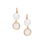 Mimi Milano 18k Rose Gold Rock Crystal + White Cultured Freshwater Pearl Earrings