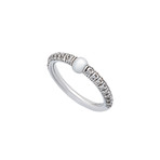 Mimi Milano 18k White Gold White Cultured Freshwater Pearl + Diamond Ring // Ring Size: 6.25