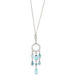Mimi Milano 18k White Gold London Blue Topaz + Diamond Pendant Necklace