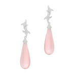 Mimi Milano 18k White Gold Diamond + Pink Quartz Earrings