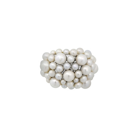 Mimi Milano 18k White Gold White Cultured Freshwater Pearl Ring // Ring Size: 6.5