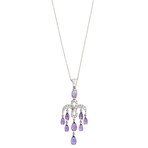 Mimi Milano 18k White Gold Amethyst + Diamond Pendant Necklace II