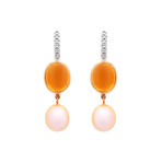 Mimi Milano 18k Two-Tone Gold Citrine Diamond + Pink Cultured Freshwater Pearl Earrings