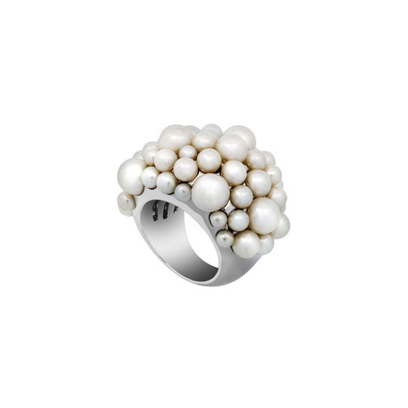 Mimi Milano 18k White Gold White Cultured Freshwater Pearl Ring // Ring Size: 6.5