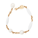 Mimi Milano 18k Rose Gold White Agate + White Cultured Freshwater Pearl Bracelet