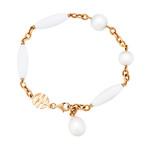 Mimi Milano 18k Rose Gold White Agate + White Cultured Freshwater Pearl Bracelet