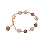 Mimi Milano 18k Rose Gold Garnet + Violet Cultured Pearl Bracelet