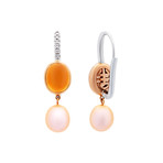 Mimi Milano 18k Two-Tone Gold Citrine Diamond + Pink Cultured Freshwater Pearl Earrings