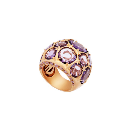 Mimi Milano 18k Rose Gold Amethyst + Pink Sapphire Ring // Ring Size: 6.75