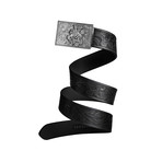 Western Cowboy Mission Belt // Silver Buckle + Black Leather (Small)