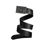 Western Eagle Mission Belt // Iron Buckle + Black Leather (Small)