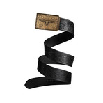 Western Bull Mission Belt // Bronze Buckle + Black Leather (Small)