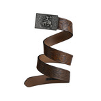 Western Cowboy Mission Belt // Iron Buckle + Mocha Brown Leather (Small)