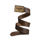 Western Bull Mission Belt // Bronze Buckle + Mocha Brown Leather (Small)