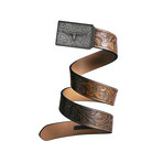 Western Bull Mission Belt // Iron Buckle + Light Brown Leather (Small)