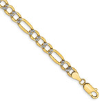 Solid 10K Yellow Gold Figaro Pave Chain Bracelet // 8.0mm