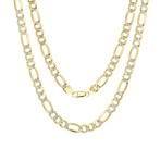 Solid 10K Yellow Gold Figaro Pave Chain Necklace // 8.0mm (20")