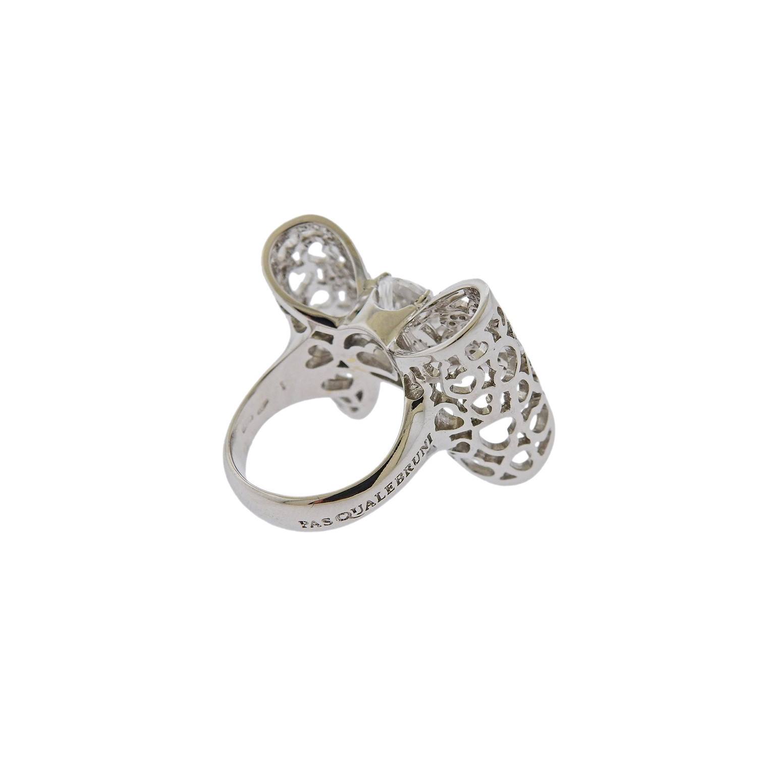 Pasquale Bruni 18k White Gold Diamond + Topaz Bow Ring // Ring Size: 6. ...