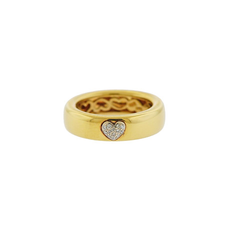 Pasquale Bruni 18k Yellow Gold Diamond Heart Ring // Ring Size: 7