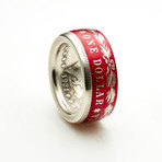 Powder Coated Morgan Silver Dollar Coin Ring // Red (Size 8)