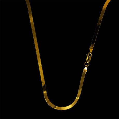 Solid Gold Plated Sterling Silver Herringbone Chain Necklace // 3mm (16")