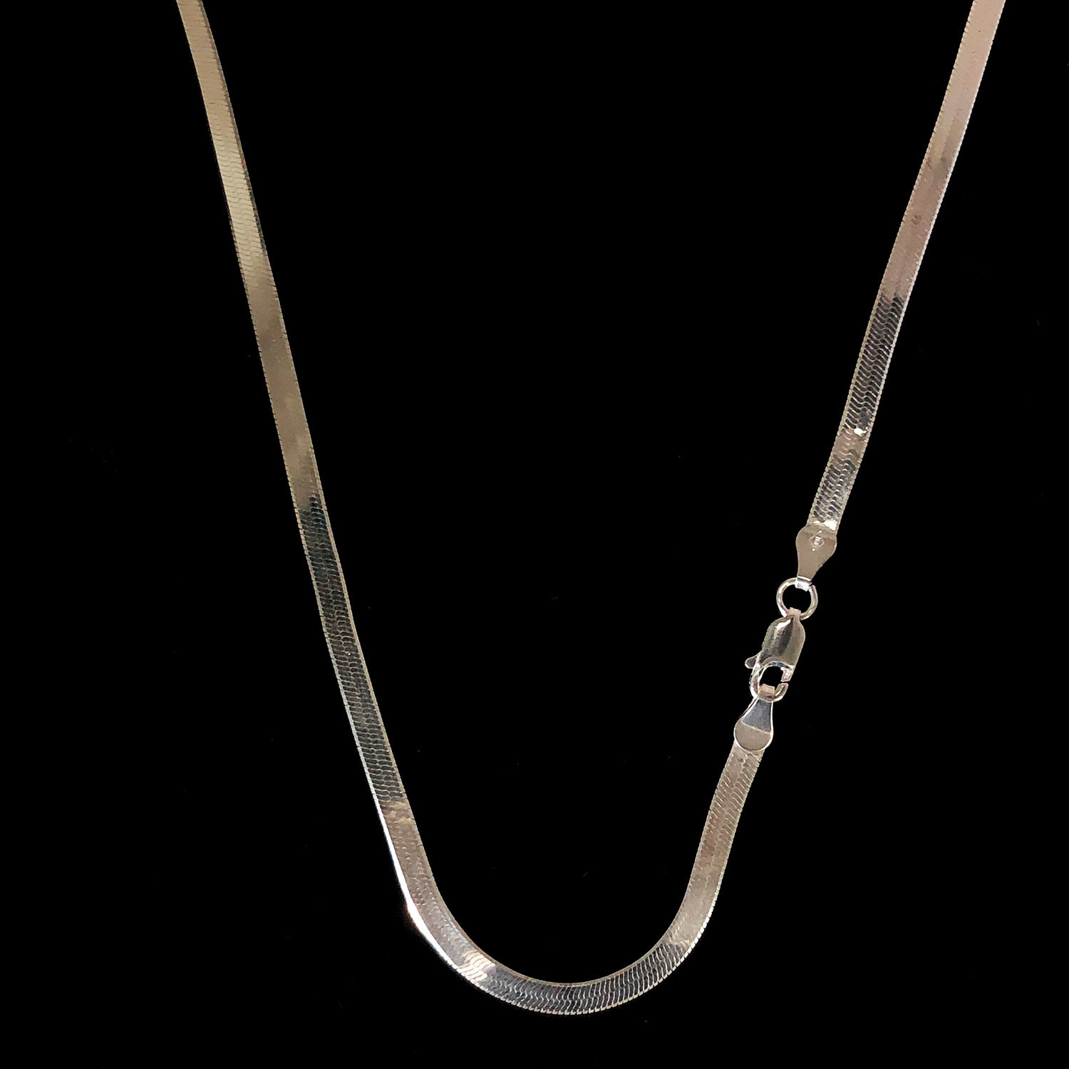 Solid Sterling Silver Herringbone Chain Necklace // 3mm (16