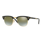 Men's Folding Clubmaster Sunglasses // Black + Green Gradient Flash