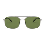 Men's Square Steel Polarized Sunglasses // Gold + Green