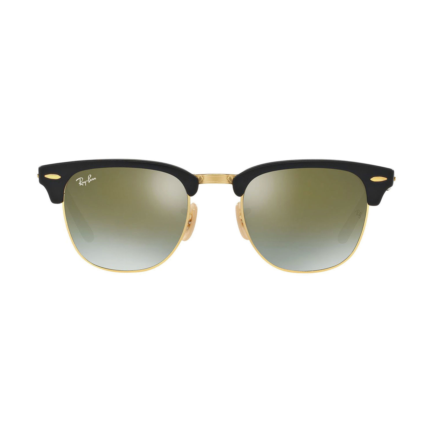 Men's Folding Clubmaster Sunglasses // Black + Green Gradient Flash ...