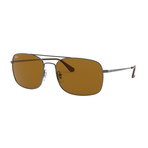 Men's Steel Square Metal Sunglasses // Gunmetal + Brown