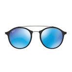Men's Round Nylon Sunglasses // Black + Blue Mirror