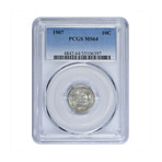 1907 Barber Dime PCGS Certified MS64