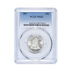 1857 Seated Liberty Quarter PCGS Certified MS63