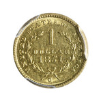1851-C Liberty Head $1 Gold Piece PCGS Certified AU53