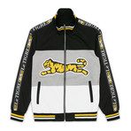New Tri Color Track Jacket // Black + Gray + White + Yellow (S)